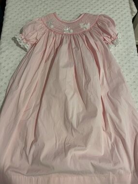Smocked Puff Sleeve Pink Formal Dress for Girls